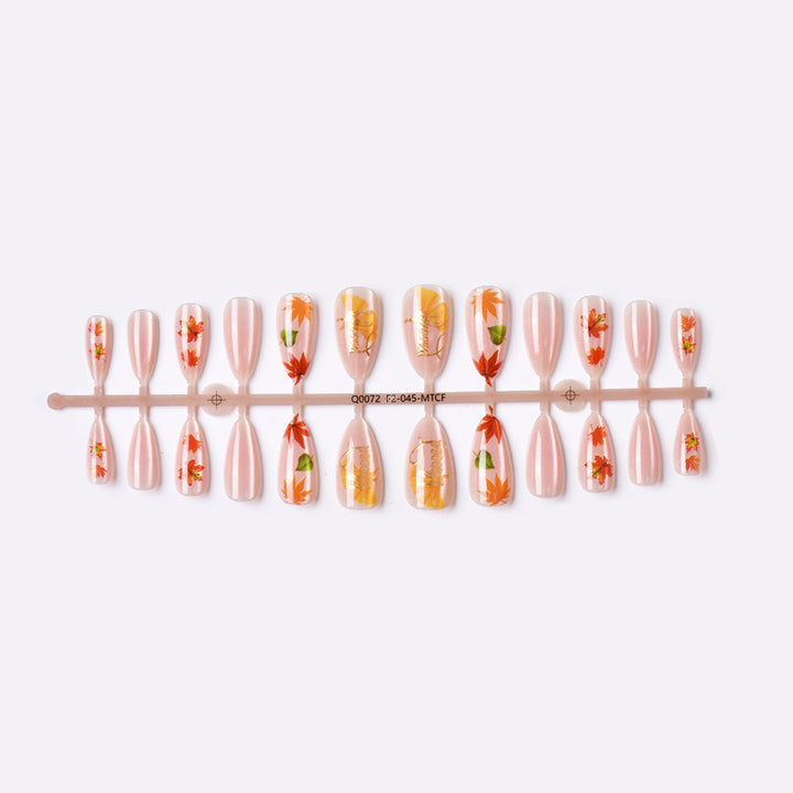 Artistic Fall Leaf Press-On Nail Art Set Stornfield