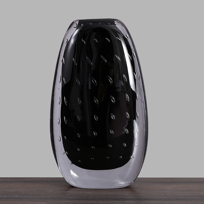 Handblown Encased-Bubble Sculptural Glass Vase Stornfield