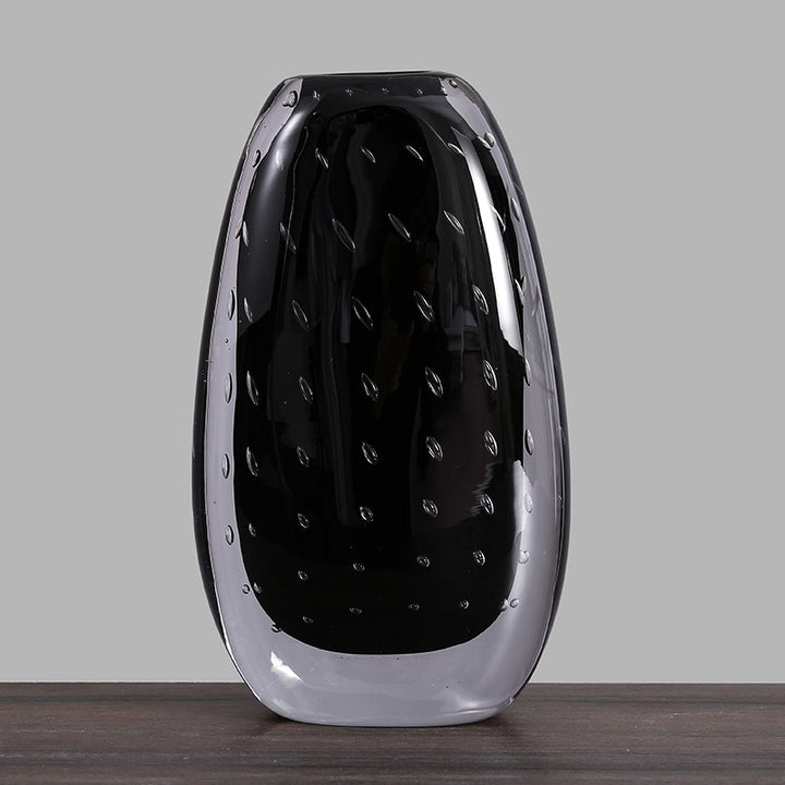 Handblown Encased-Bubble Sculptural Glass Vase Stornfield