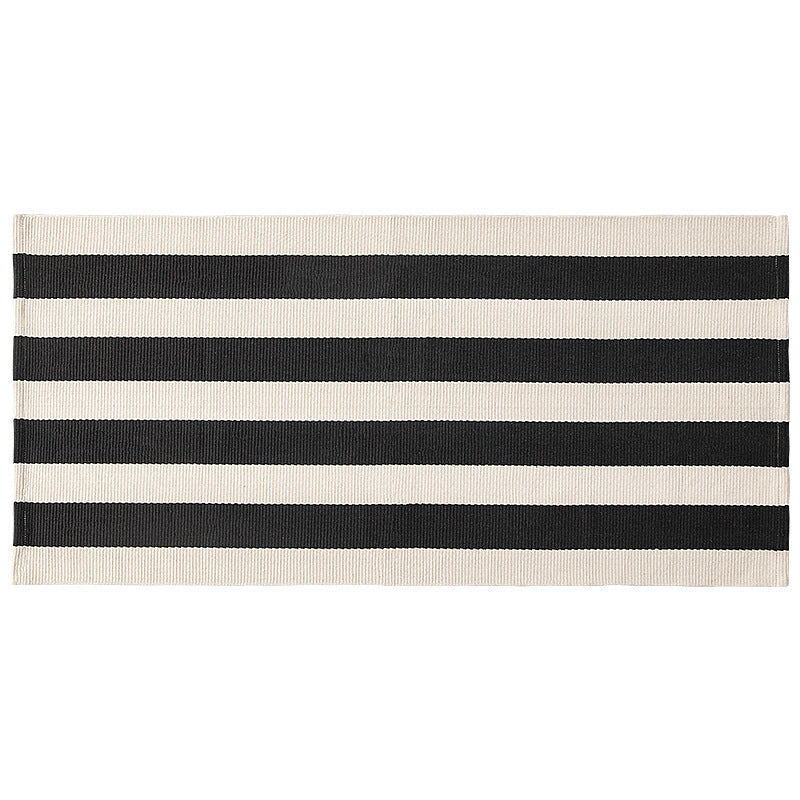 Flat woven runner for living and dining room with modern stripe pattern
