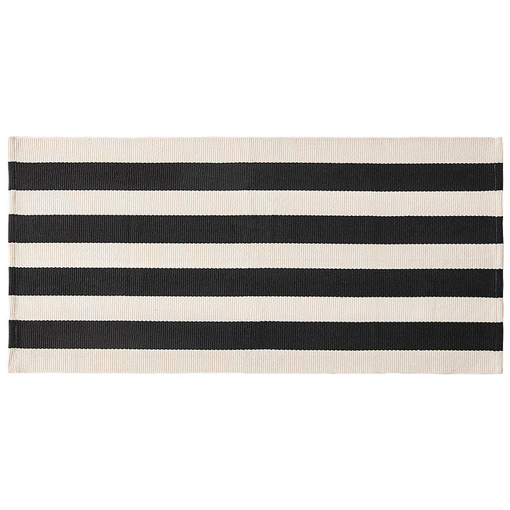Flat woven runner for living and dining room with modern stripe pattern