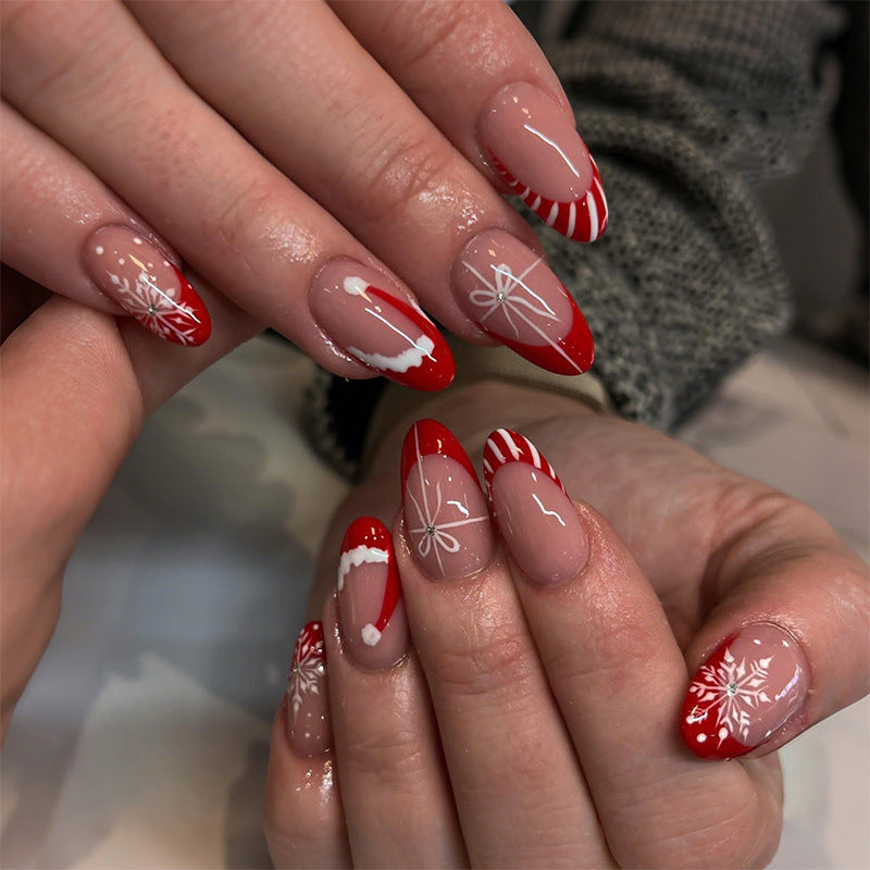 Creative acrylic nail set with festive snowflake design Stornfield
