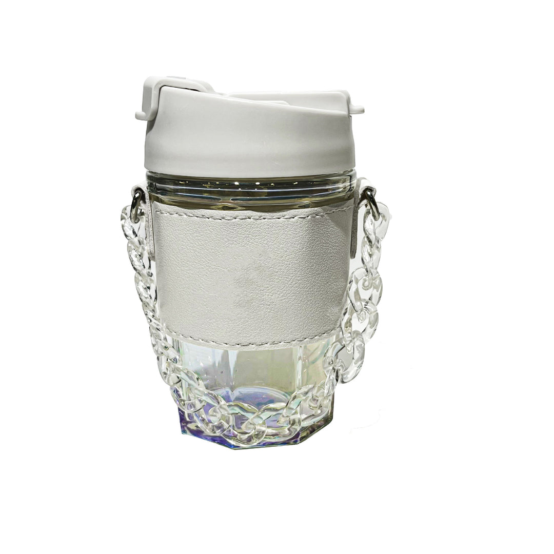 Ladies trendy glass cup with chain carrying strap Stornfield