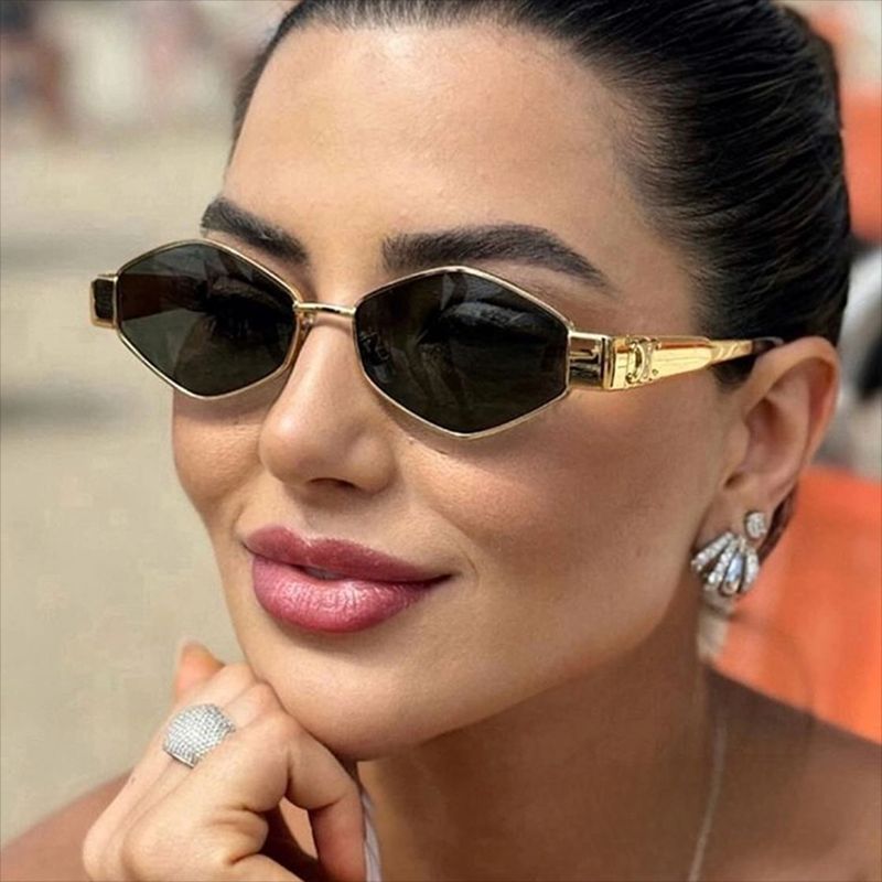 Women's hexagonal designer sunglasses with innovative metal frame Stornfield
