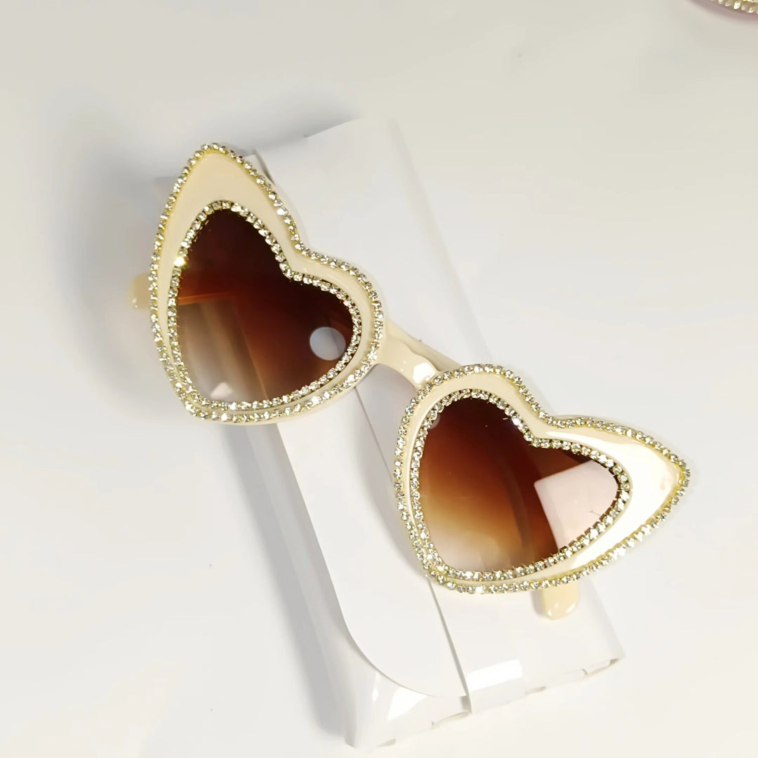 Rhinestone-Embellished Heart-Shaped Sunglasses Stornfield