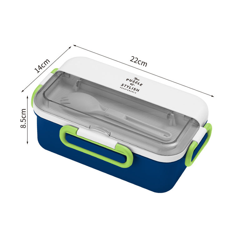 Multi-Compartment Lunch Box with Built-In Utensil Set