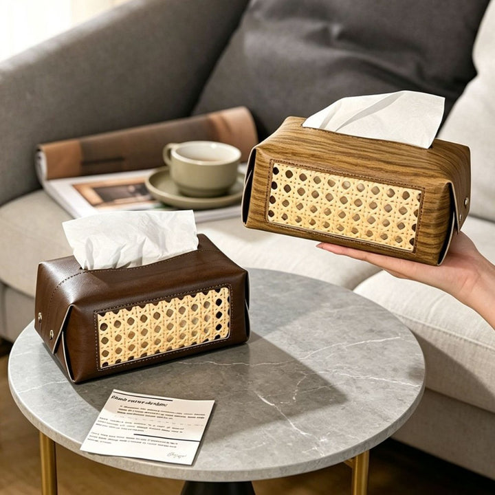 Decorative Rattan Patterned Tissue Box Holder Stornfield