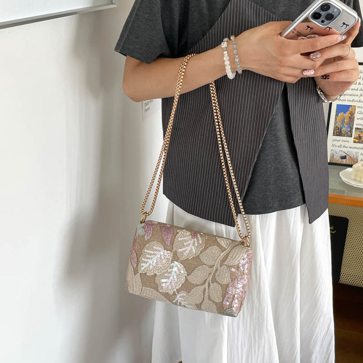 Floral Sequin Clutch Bag