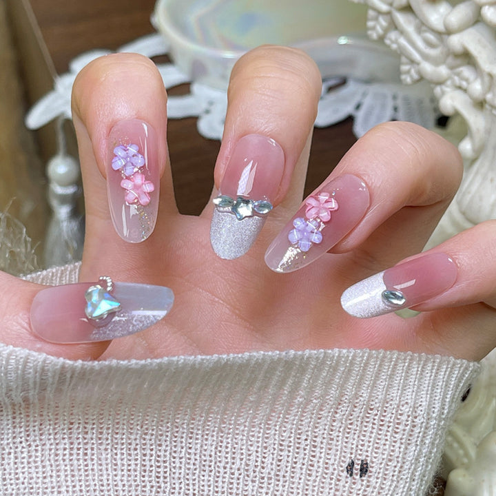 Artistic Floral Press-On Nail Design Stornfield