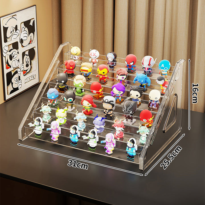 Acrylic Tiered Collectible Figure Display Rack with Angled Clear Risers