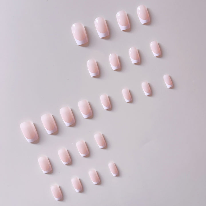 Artificial nail set with elegant French design and high-gloss finish Stornfield