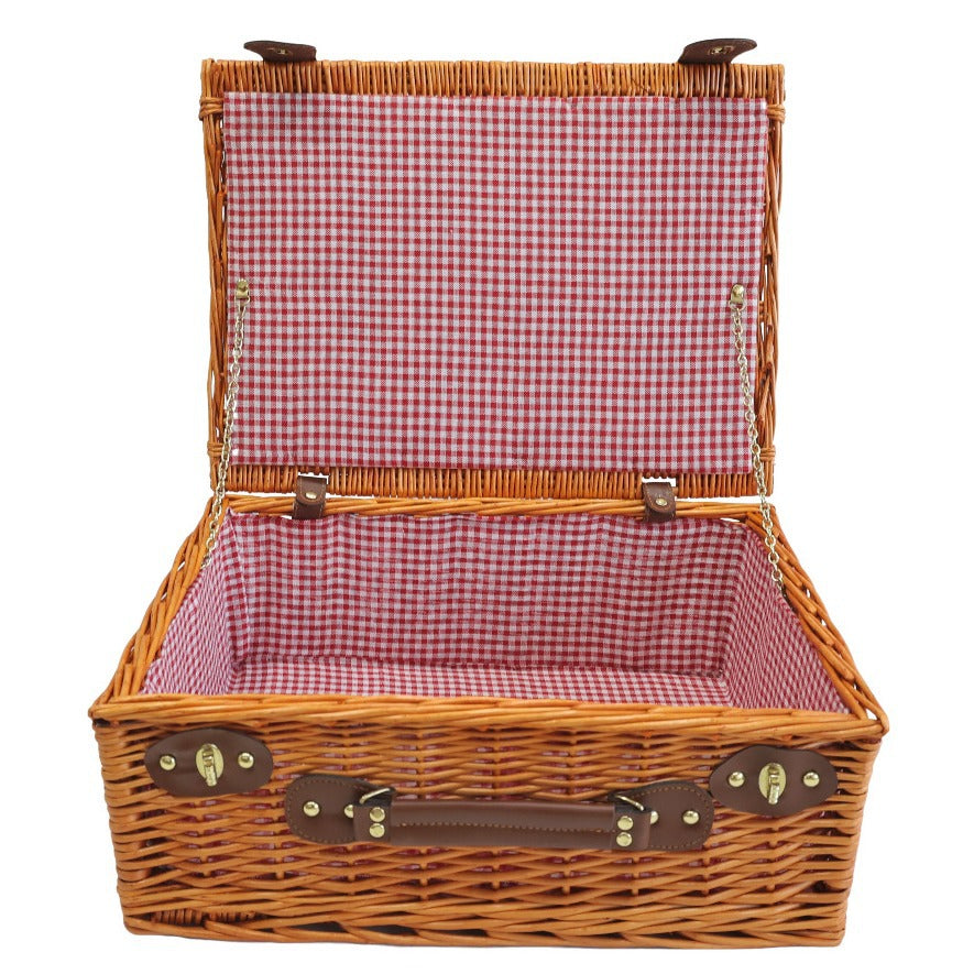 Ladies picnic basket with removable compartments and stylish checkered fabric Stornfield