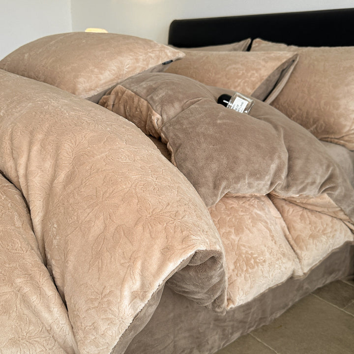 Luxury Embossed Plush Duvet and Pillow Set