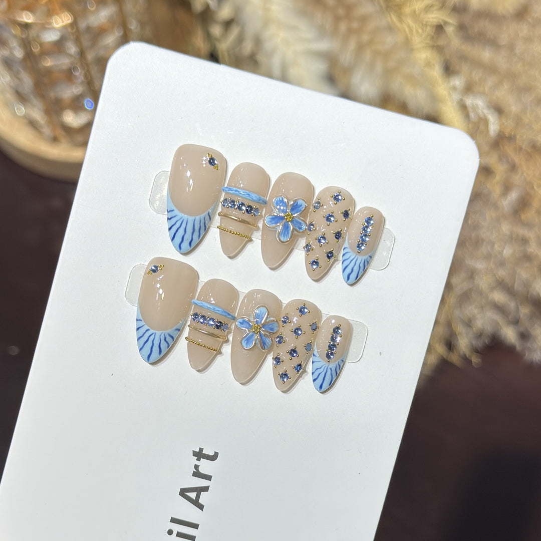 Decorative Nail Art Set with Floral and Gemstone Accents Stornfield