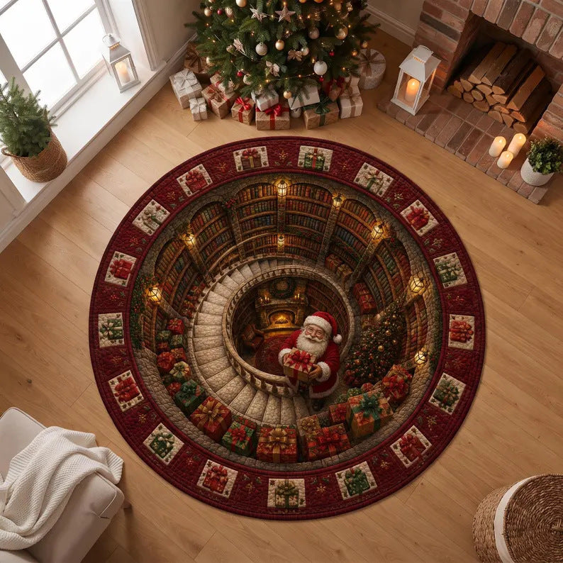 3D Holiday-Themed Round Area Rug