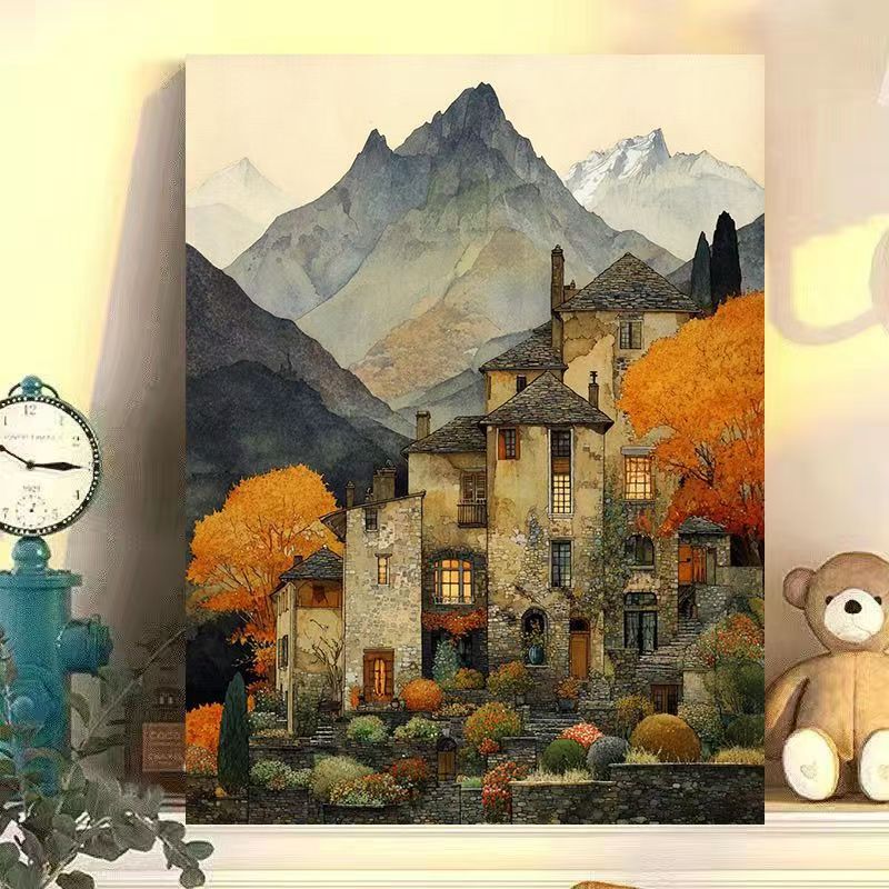 Vintage European Landscape Canvas Art Print Stornfield