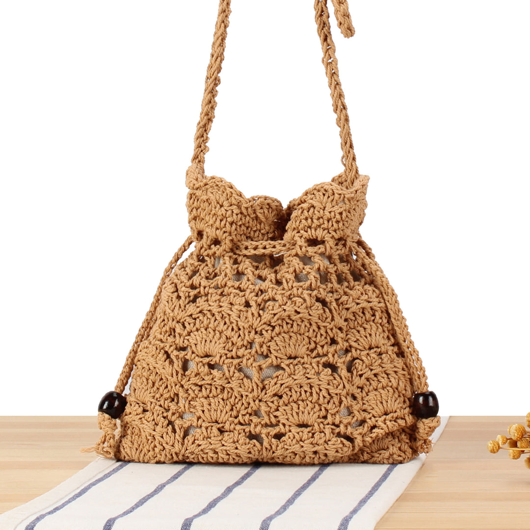 Handmade macrame shoulder bag with ruffled trim Stornfield