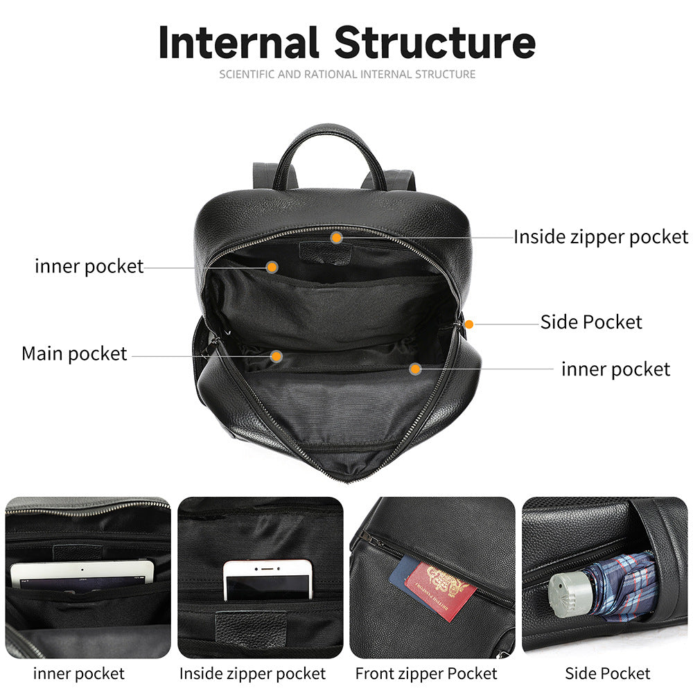 Premium Leather Multi-Compartment Backpack
