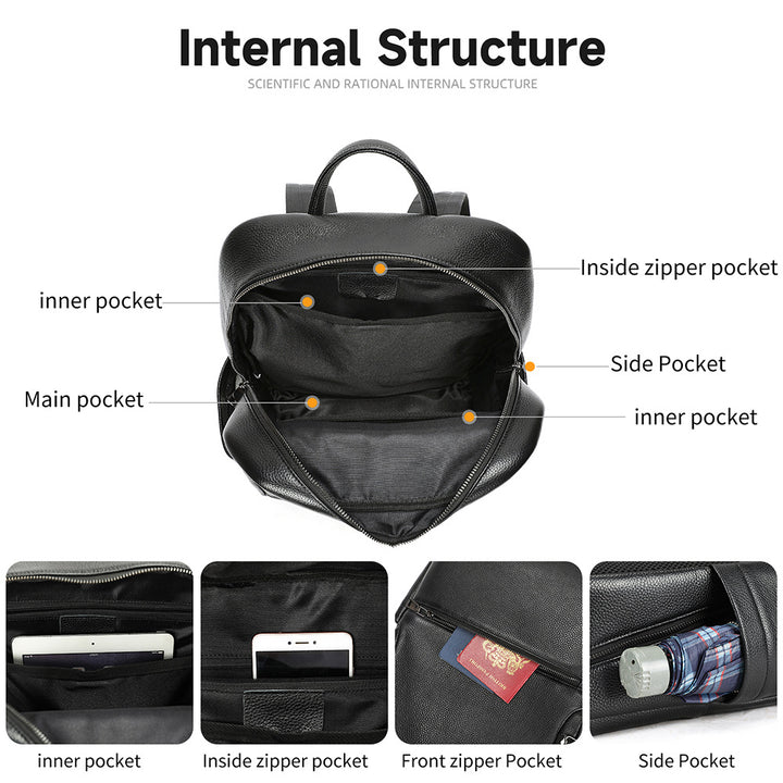 Premium Leather Multi-Compartment Backpack