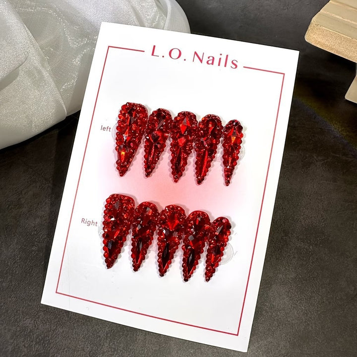Rhinestone-Embellished Stiletto Nail Extensions Stornfield