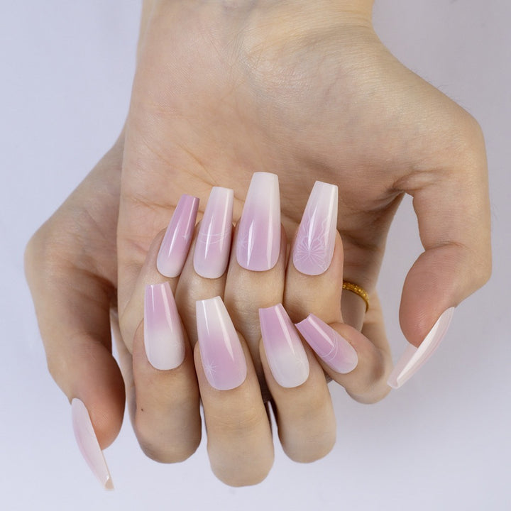High-gloss artificial nails with rose effect Stornfield