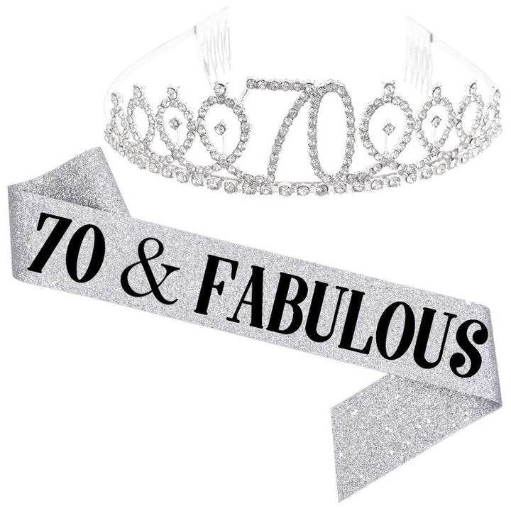 Girl Glittering Birthday Crown and Sash Set Stornfield