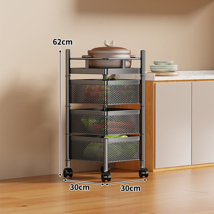 Slim Vertical Rolling Kitchen Mesh Organizer with Perforated Drawers