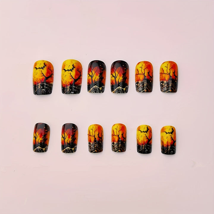 Creative Halloween Art Nails in Mysterious Night Design Stornfield