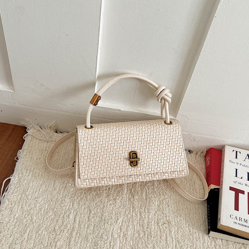 Woven Leather Crossbody Satchel