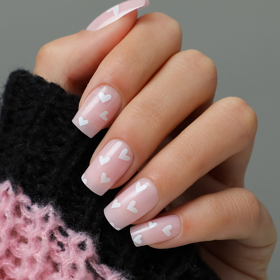 Heart-Themed Full Cover Press-On Nails Stornfield