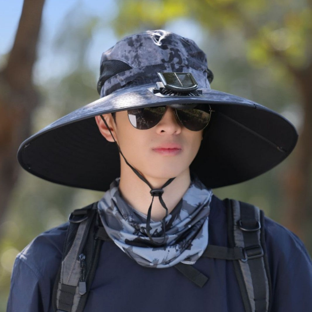 tactical fishing hat with wide brim, mesh ventilation and adjustable chin strap Stornfield
