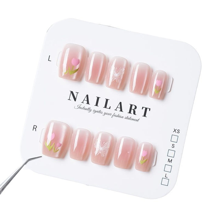 Artistic Floral Nail Design Press-On Tips Stornfield