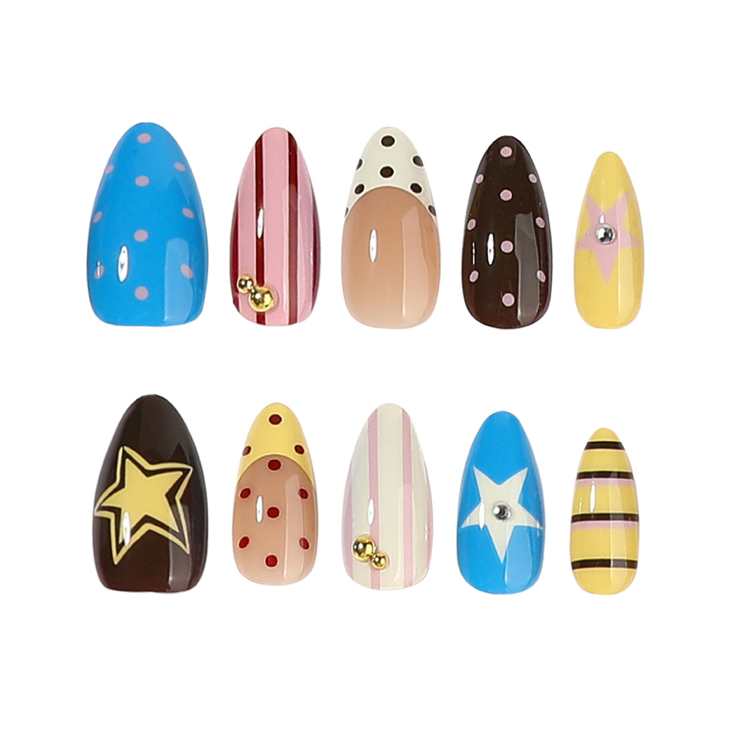 Creative artificial nails with playful patterns Stornfield