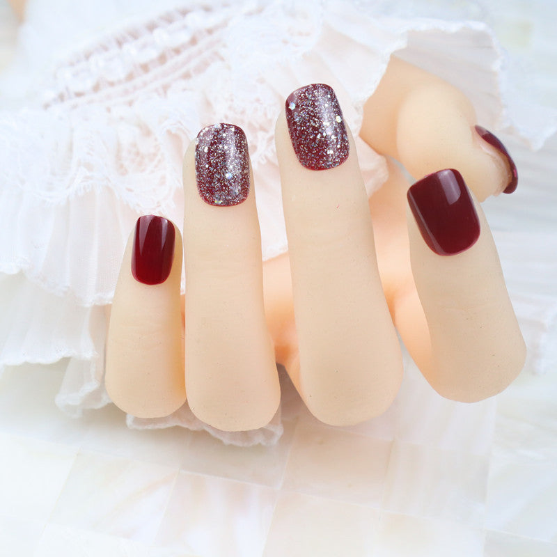 Glossy Press-On Nail Set with Glitter Accents Stornfield
