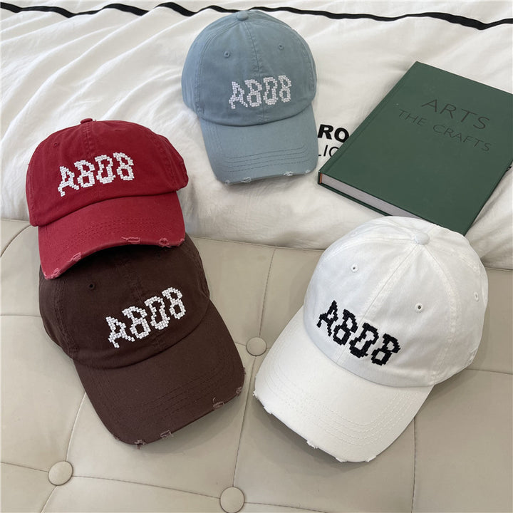Women's Distressed Cotton Baseball Cap with Graphic Detailing Stornfield