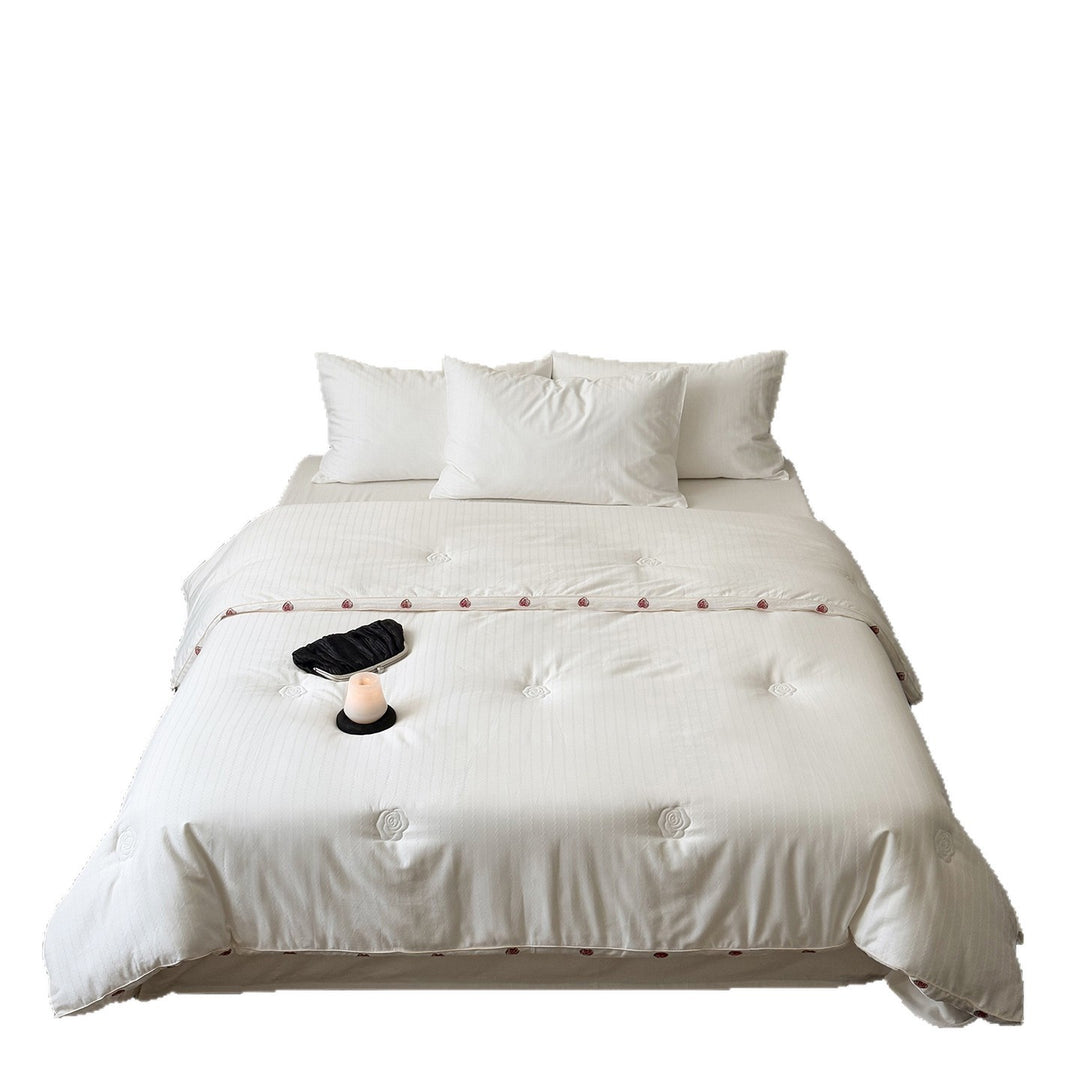 Premium Embroidered Down Alternative Duvet Comforter with Rose Embroidered Edge