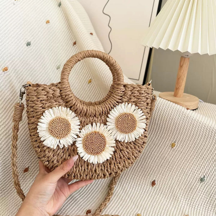Handbag made of natural material with floral accents Stornfield