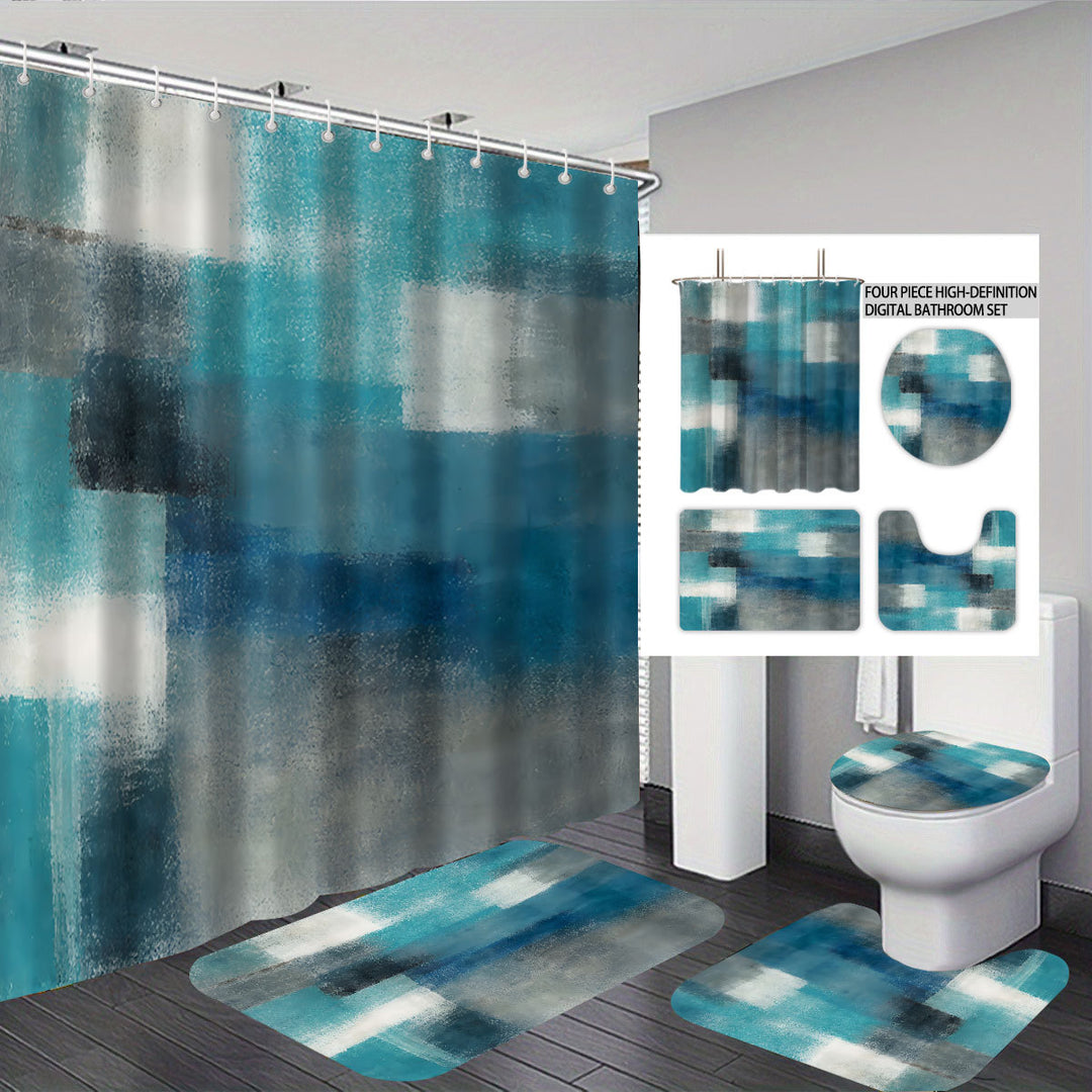 Abstract Design Four-Piece Digital Bathroom Set Stornfield