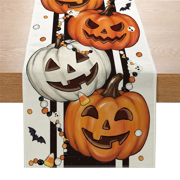 Halloween Jack-o'-Lantern Decorative Cotton Table Runner
