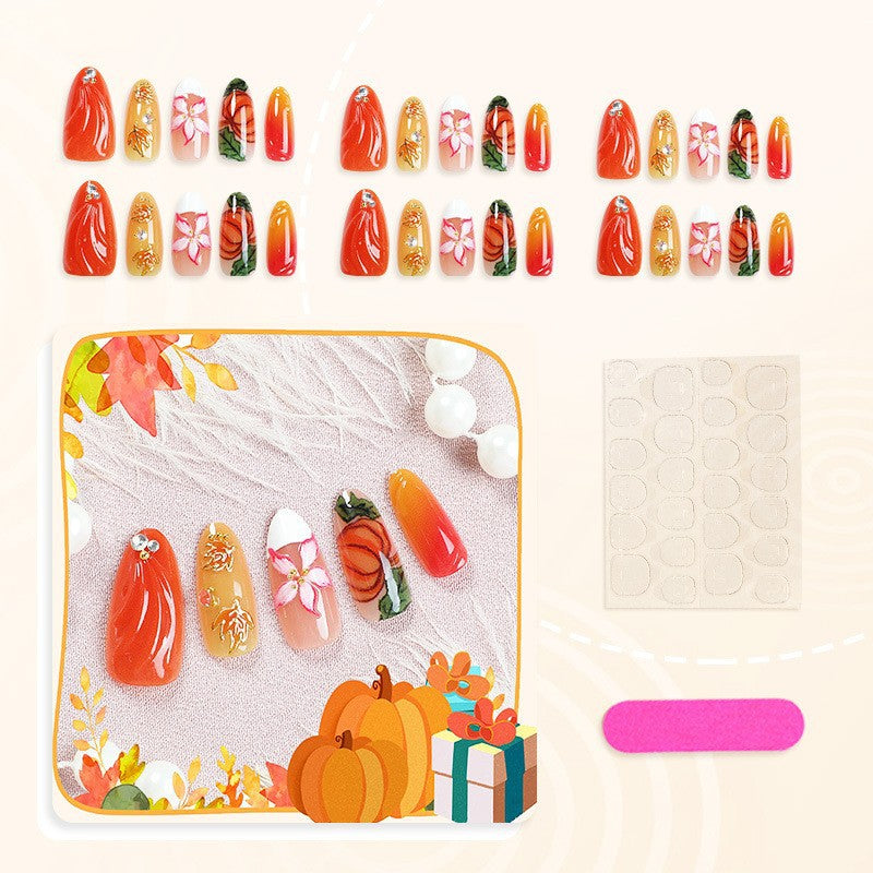 Artificial nail set with floral and autumn designs Stornfield