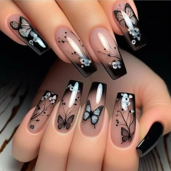 Artful Nail Set with Butterfly Design Stornfield