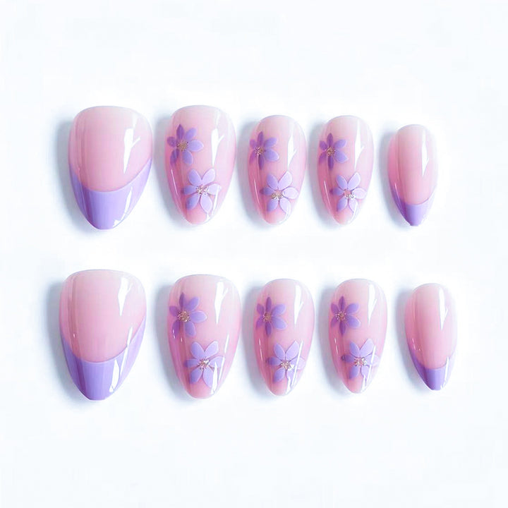 Artistic Floral-Embellished Press-On Nail Tips Stornfield