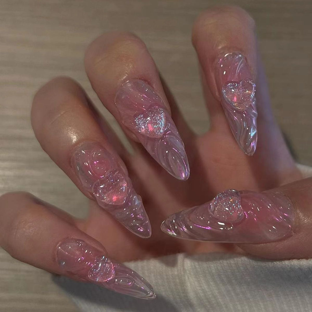 Elegant Artificial Nail Tips with Gold Accents Stornfield