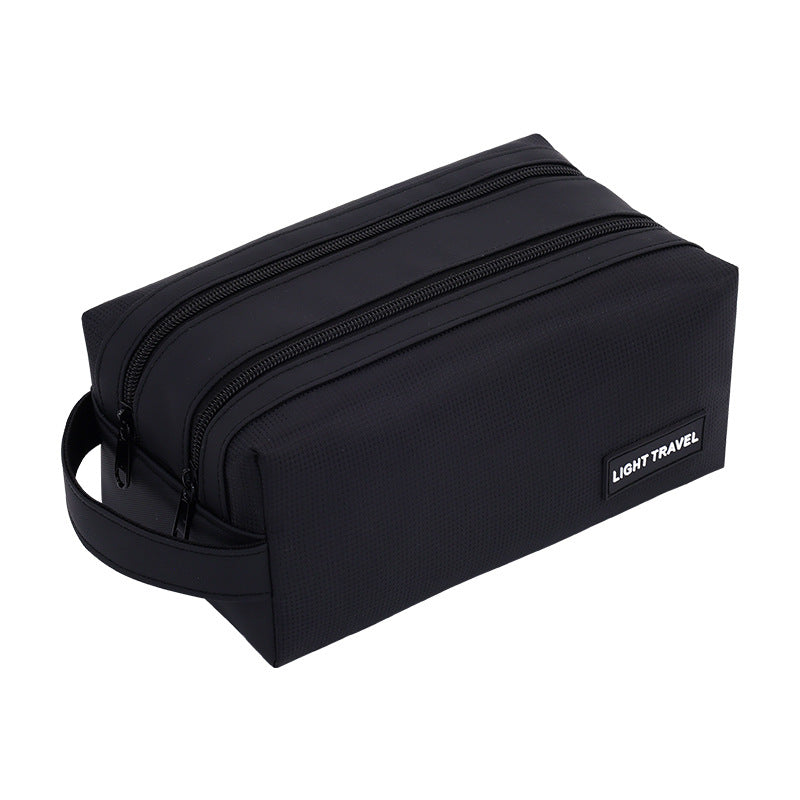 Cosmetic transport bag with double zipper and convenient carrying handle Stornfield