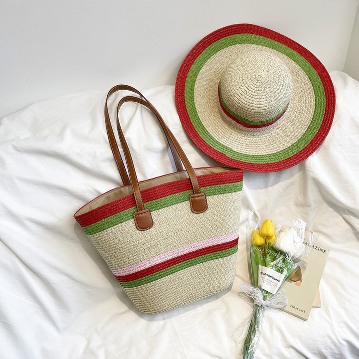 WoColorful Straw Beach Tote Bag Stornfield