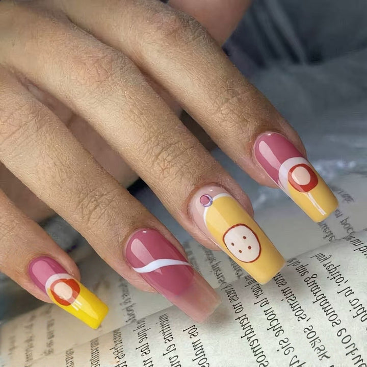 Creative artificial nails with modern geometric designs Stornfield