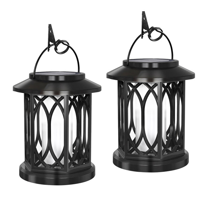 Decorative Solar Hanging Lantern With Metal Lattice Panels Stornfield