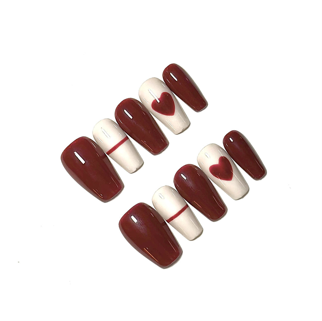 Artistic Heart Design Press-On Nail Set