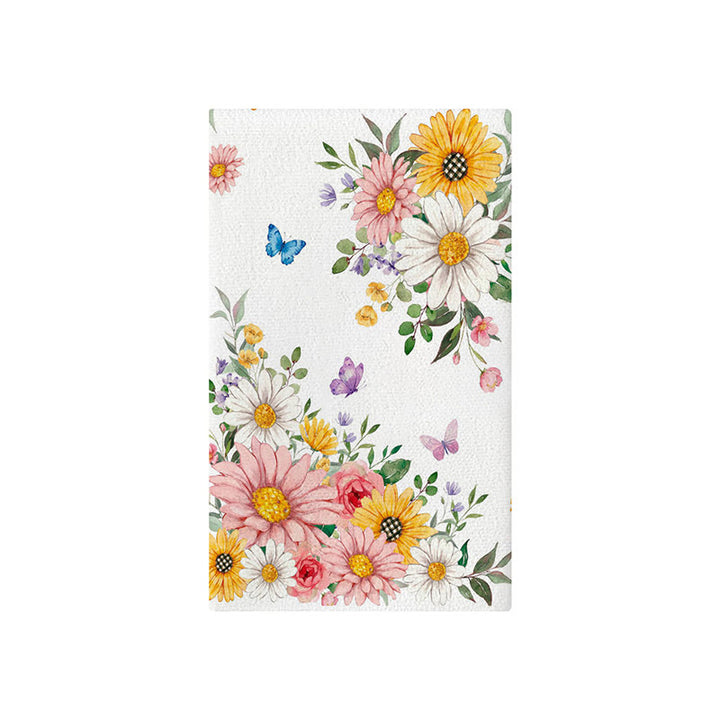 Women's Botanical Cotton Decorative Bath Towel with Butterfly Print