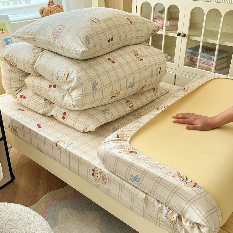 Floral Cotton Sateen Bedding Set with Quilted Duvet Pillow and Memory Foam Topper